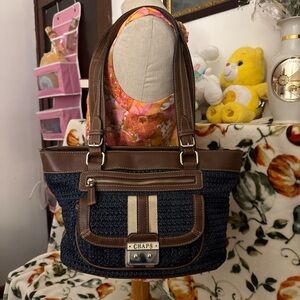 Navy blue woven tote bag